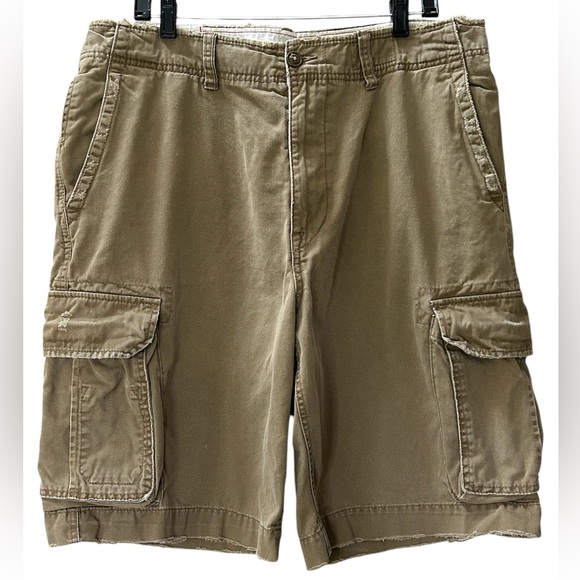 American Eagle Outfitters Other - American Eagle Outfitters Khaki Tan Distressed Heavy Duty Cargo Shorts Size 36